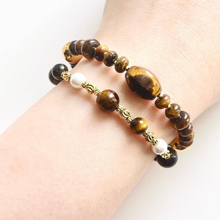 Retro Tigers Eye Beaded Bracelet - Natural Bunny Accessories