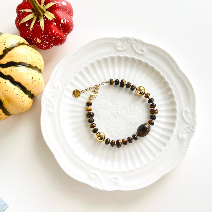 Retro Tigers Eye Beaded Bracelet - Natural Bunny Accessories