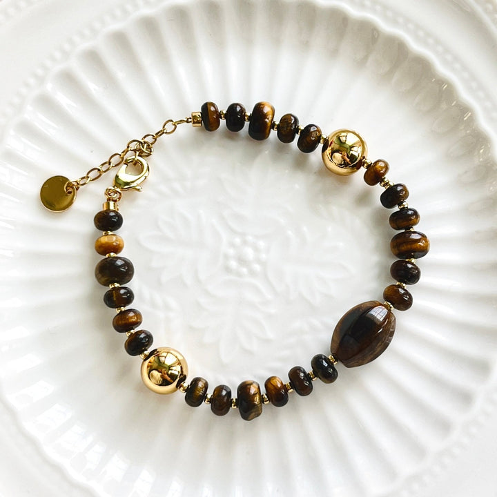 Retro Tigers Eye Beaded Bracelet - Natural Bunny Accessories