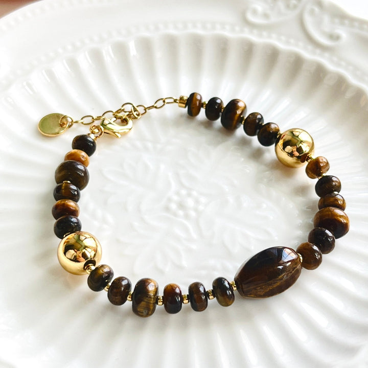 Retro Tigers Eye Beaded Bracelet - Natural Bunny Accessories