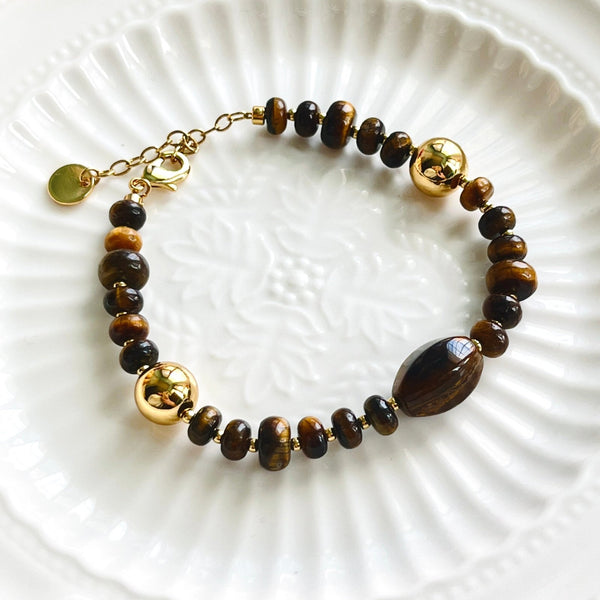 Retro Tigers Eye Beaded Bracelet - Natural Bunny Accessories