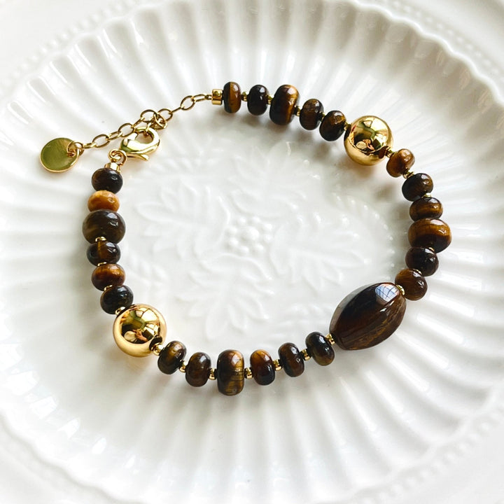 Retro Tigers Eye Beaded Bracelet - Natural Bunny Accessories