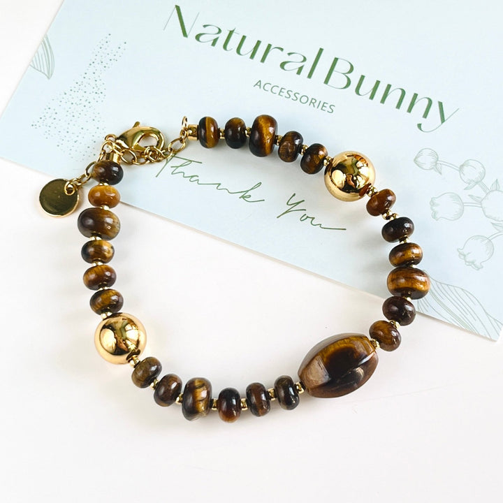 Retro Tigers Eye Beaded Bracelet - Natural Bunny Accessories