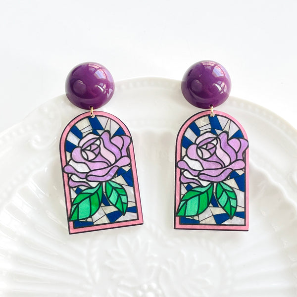 Romantic Rose Window Dangle Earrings