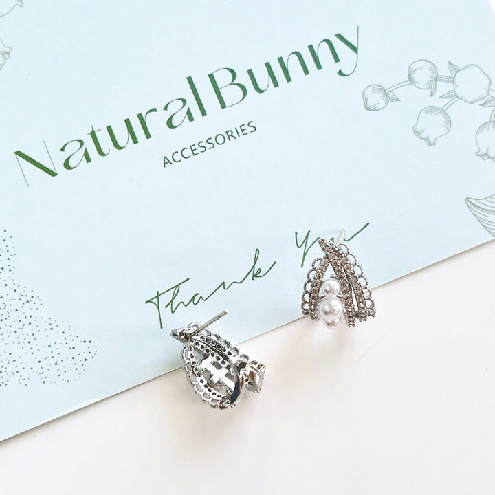 Silver Lace Pearl Hoop Earrings / Clip-on Earrings