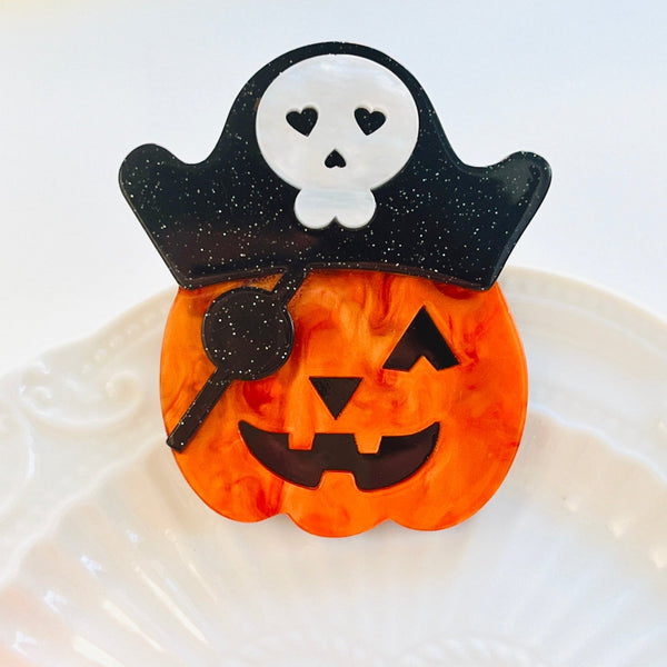 Spooky Halloween Pumpkin Brooch - Natural Bunny Accessories