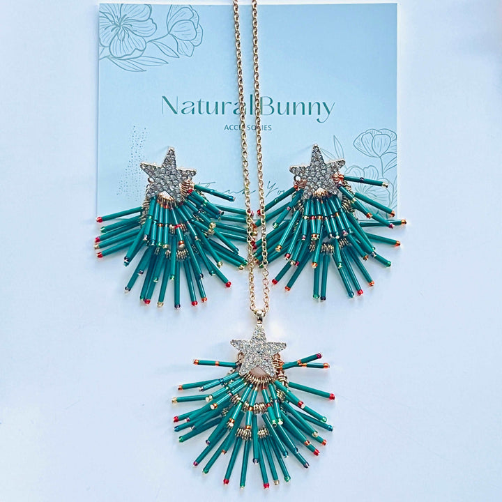 Star Christmas Tree Earrings / Necklace Set