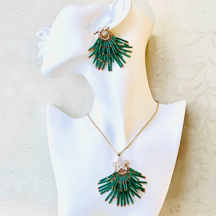 Star Christmas Tree Earrings / Necklace Set