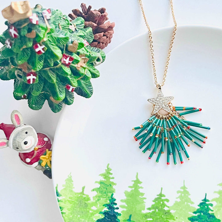 Star Christmas Tree Earrings / Necklace Set