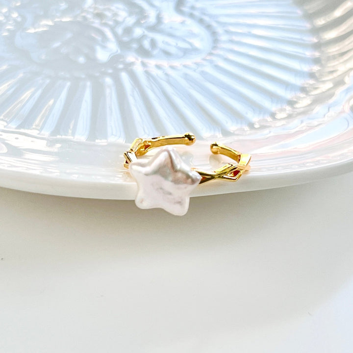 Star Pearl Open Ring - Natural Bunny Accessories