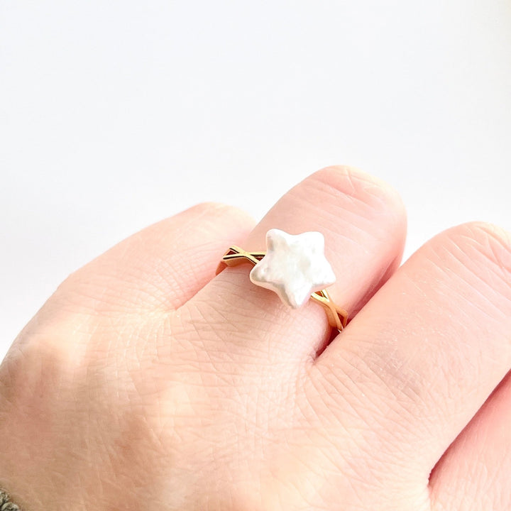 Star Pearl Open Ring - Natural Bunny Accessories