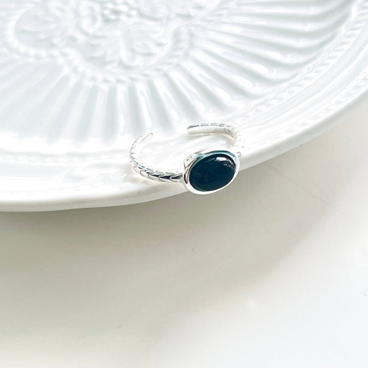 Sterling Silver Black Onyx Open Ring - Natural Bunny Accessories