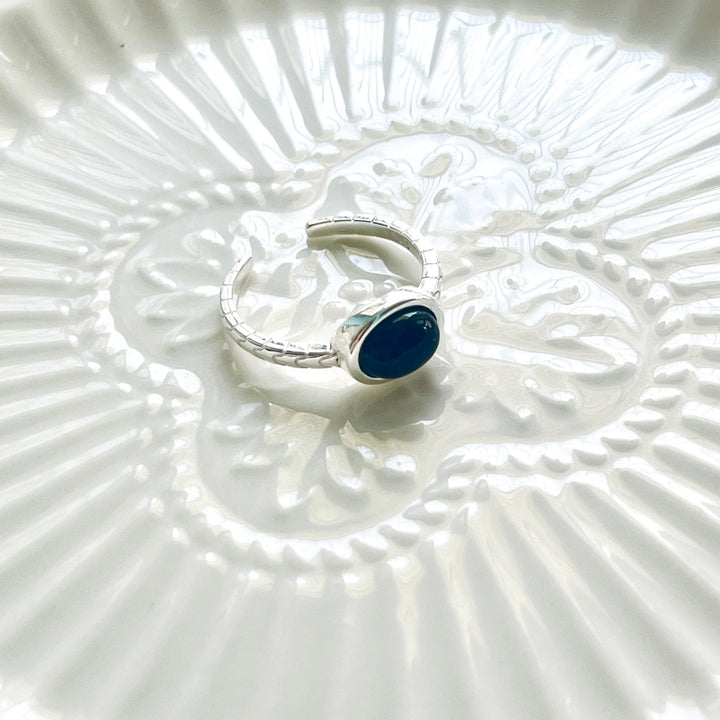 Sterling Silver Black Onyx Open Ring - Natural Bunny Accessories