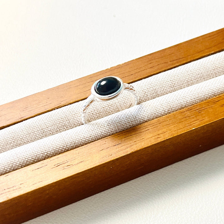 Sterling Silver Black Onyx Open Ring - Natural Bunny Accessories