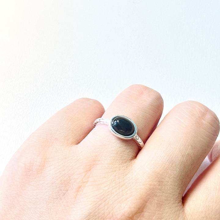Sterling Silver Black Onyx Open Ring - Natural Bunny Accessories
