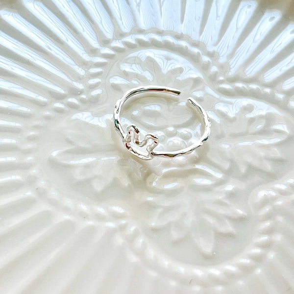 Sterling Silver Bunny Line Open Ring - Natural Bunny Accessories