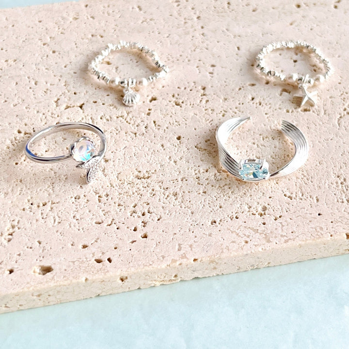 Sterling Silver Mermaid Tail Open Ring - Natural Bunny Accessories