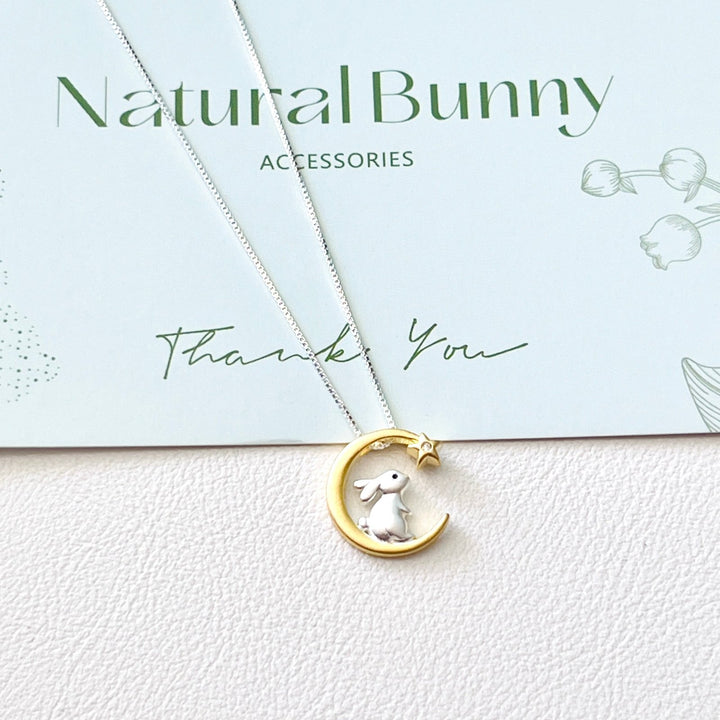 Sterling Silver Moon Rabbit Bunny Necklace – Natural Bunny Accessories