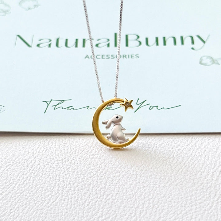 Sterling Silver Moon Rabbit Bunny Necklace – Natural Bunny Accessories