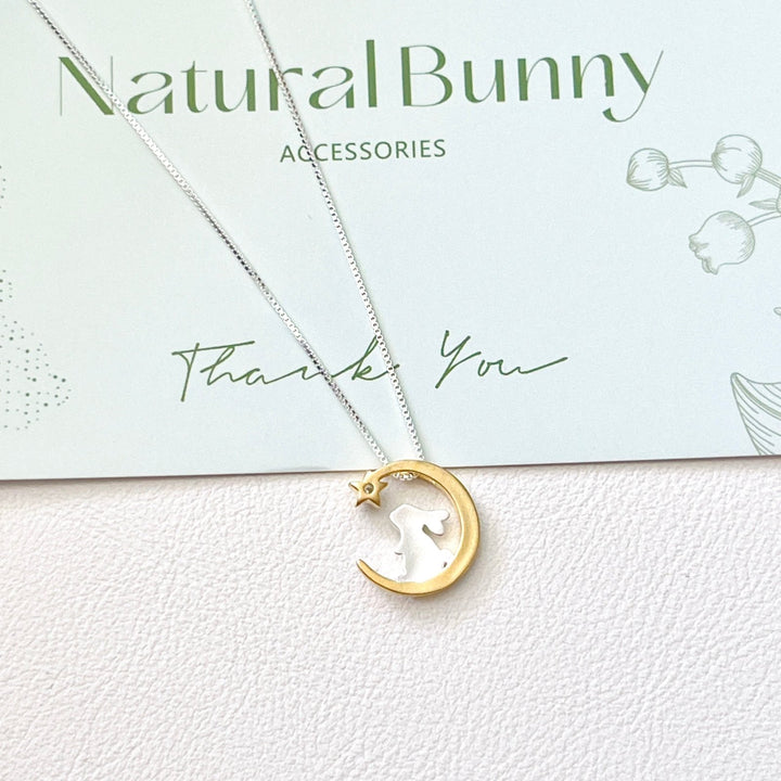 Sterling Silver Moon Rabbit Bunny Necklace – Natural Bunny Accessories