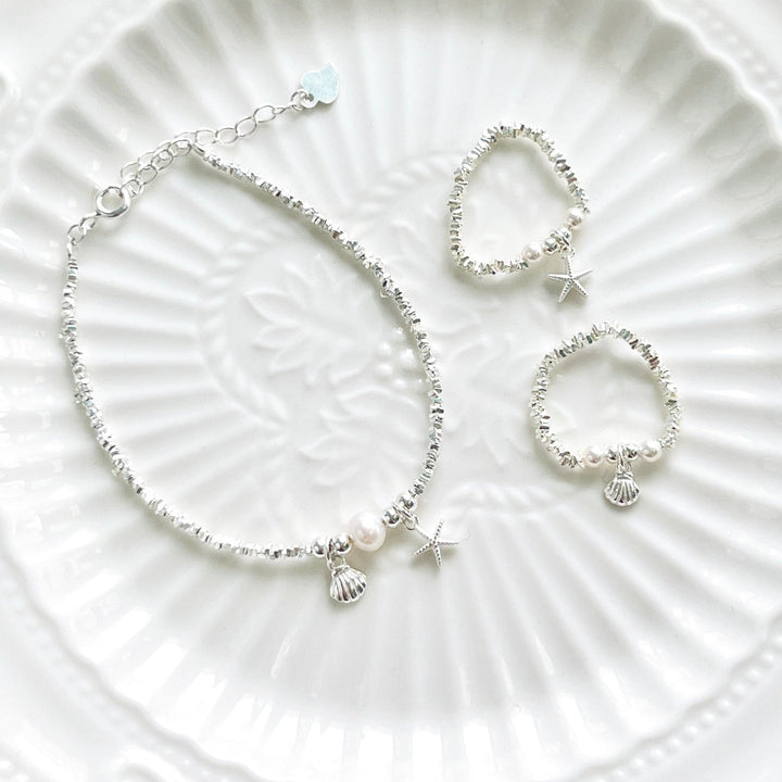 Sterling Silver Starfish Shell Bracelet - Natural Bunny Accessories