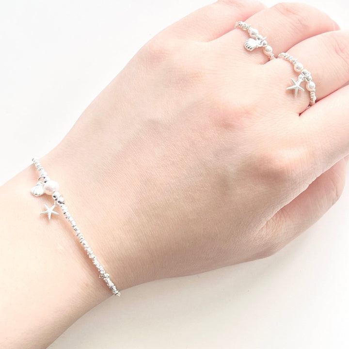 Sterling Silver Starfish Shell Bracelet - Natural Bunny Accessories
