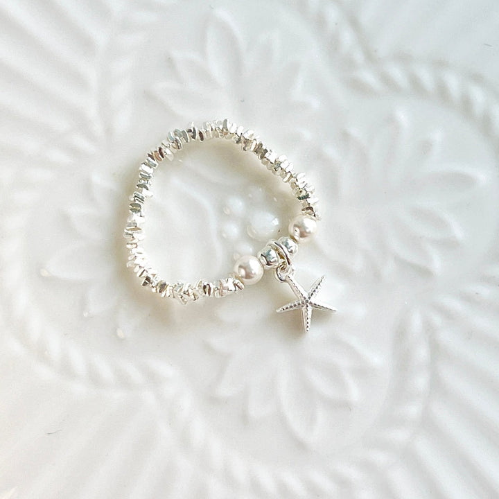 Sterling Silver Starfish Ring | Shell Ring - Natural Bunny Accessories