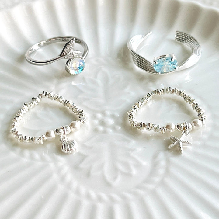 Sterling Silver Starfish Ring | Shell Ring - Natural Bunny Accessories