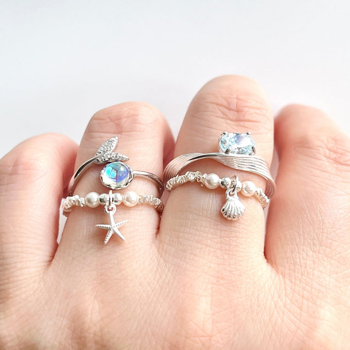 Sterling Silver Starfish Ring | Shell Ring - Natural Bunny Accessories