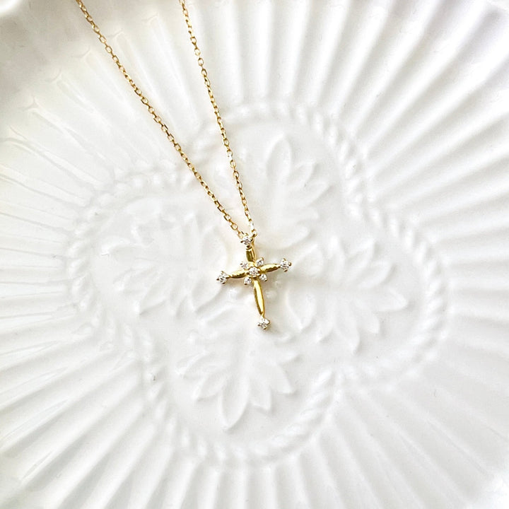 Sterling Silver Tiny Cross Pendant Necklace - Natural Bunny Accessories