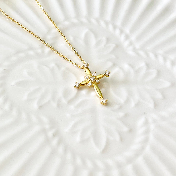 Sterling Silver Tiny Cross Pendant Necklace - Natural Bunny Accessories