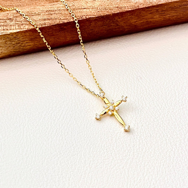 Sterling Silver Tiny Cross Pendant Necklace - Natural Bunny Accessories