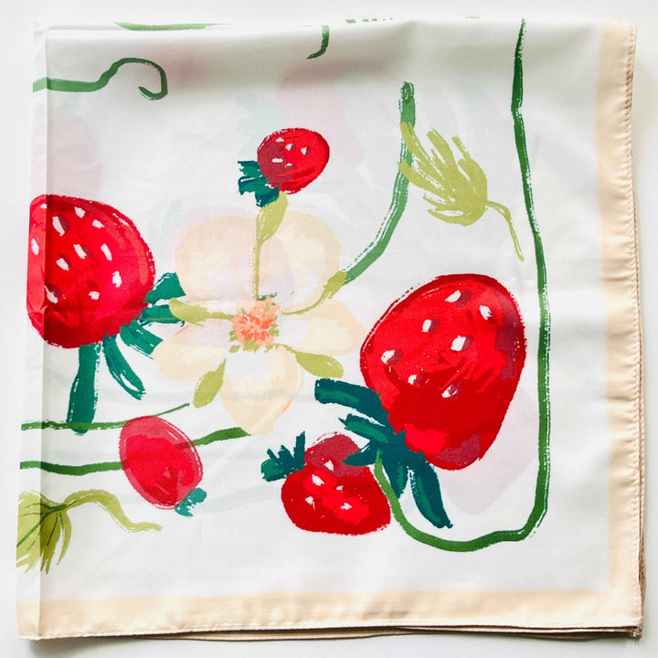 Strawberry and Flower Square Scarf