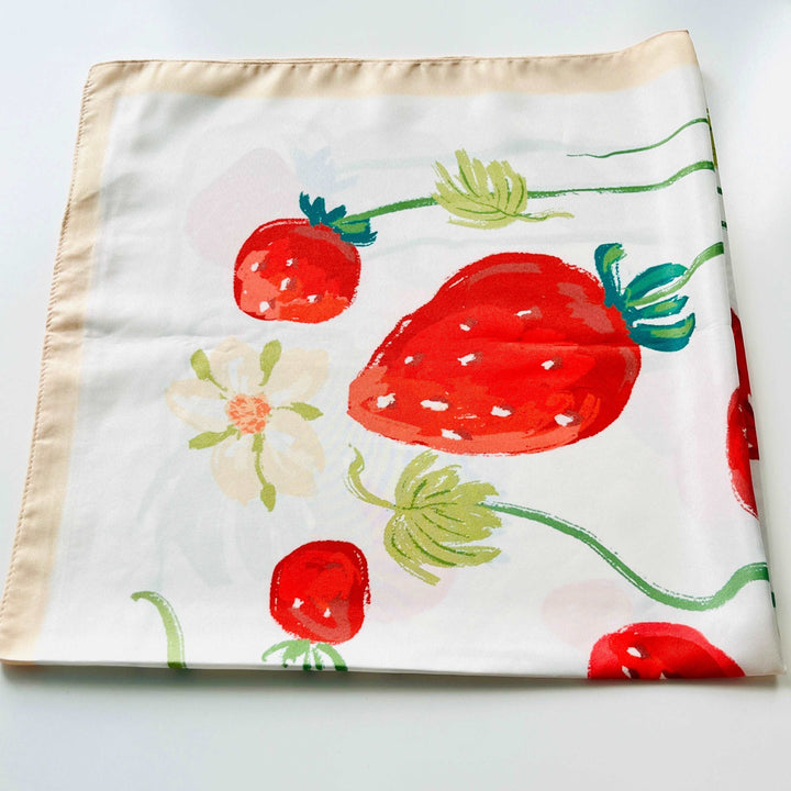 Strawberry and Flower Square Scarf