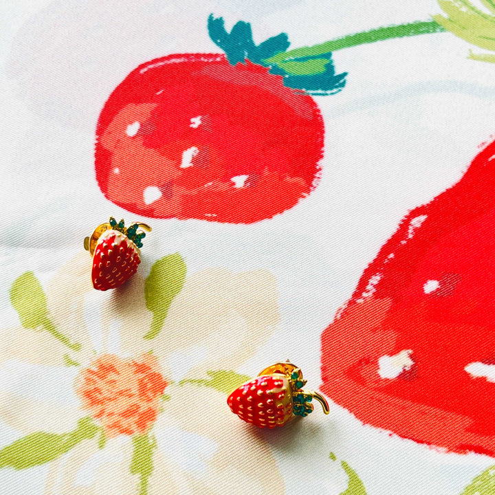 Strawberry and Flower Square Scarf