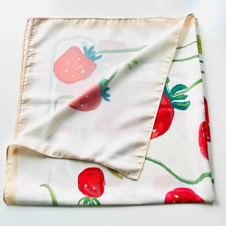 Strawberry and Flower Square Scarf