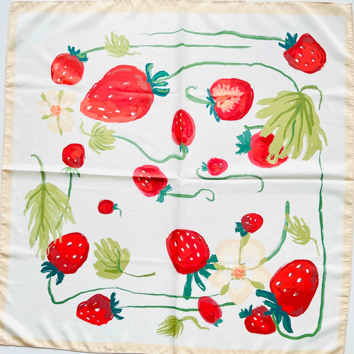 Strawberry and Flower Square Scarf