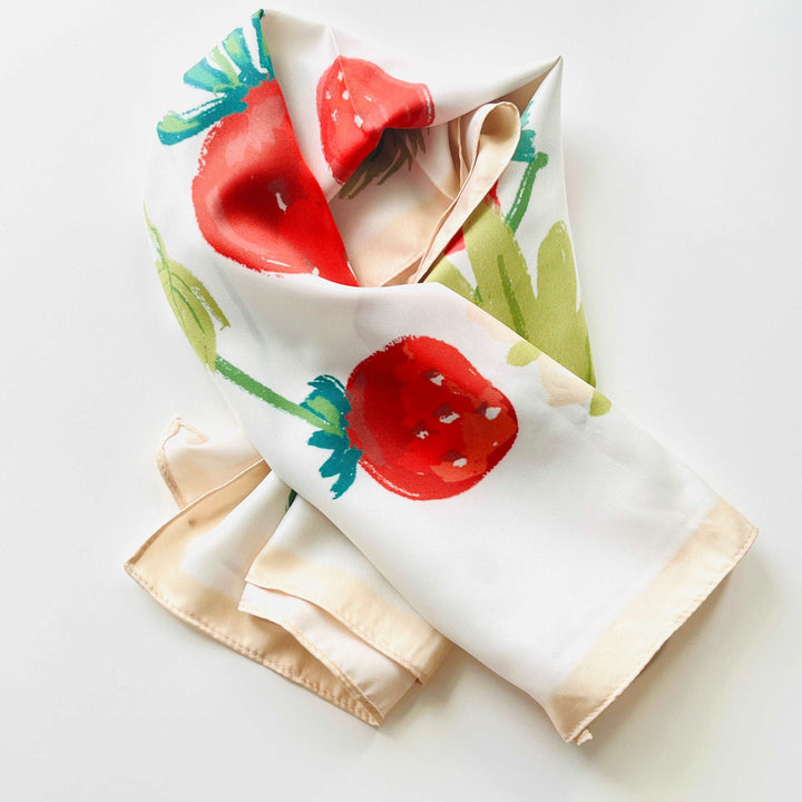 Strawberry and Flower Square Scarf