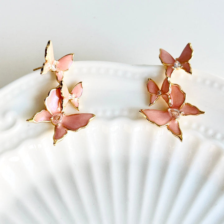 Sweet Pink Butterflies Earrings - Natural Bunny Accessories