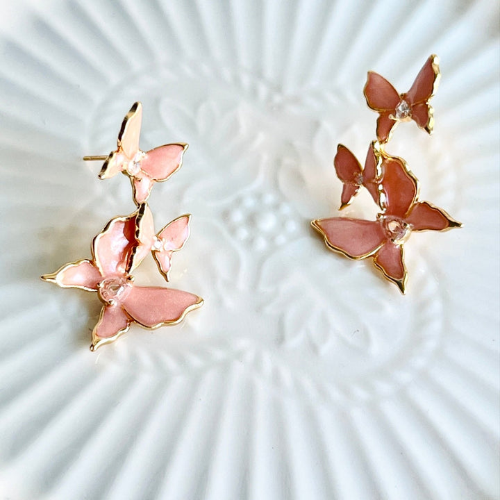 Sweet Pink Butterflies Earrings - Natural Bunny Accessories