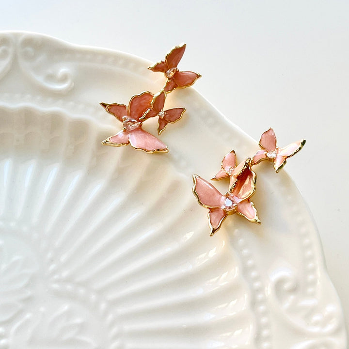 Sweet Pink Butterflies Earrings - Natural Bunny Accessories