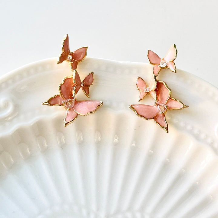 Sweet Pink Butterflies Earrings - Natural Bunny Accessories