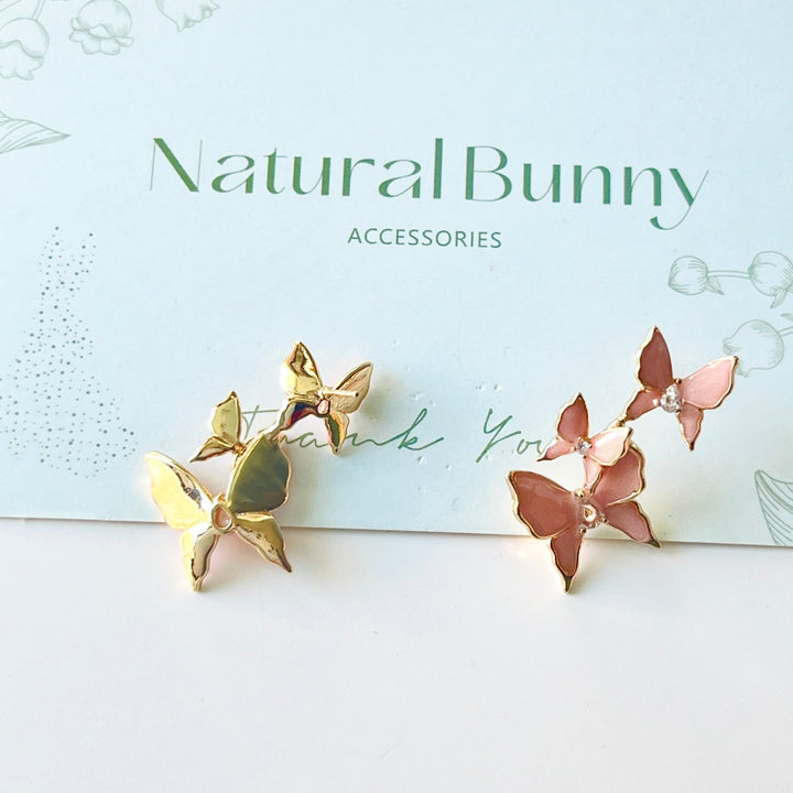 Sweet Pink Butterflies Earrings - Natural Bunny Accessories