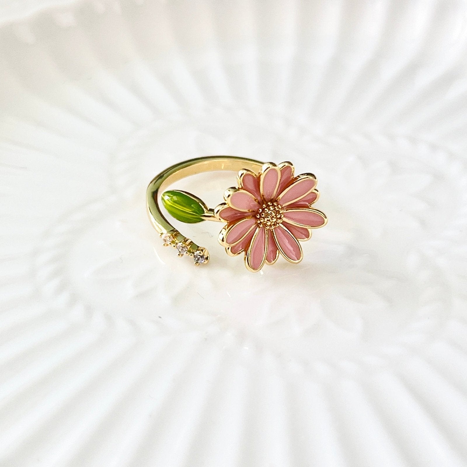 Sweet Pink Daisy Open Ring – Natural Bunny Accessories