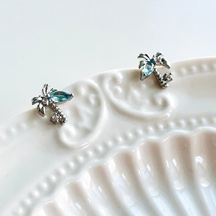 Tiny Coconut Tree Stud Earrings - Natural Bunny Accessories