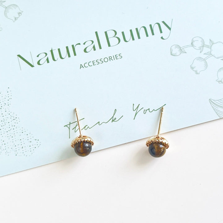Tiny Tigers Eye Stud Earrings - Natural Bunny Accessories