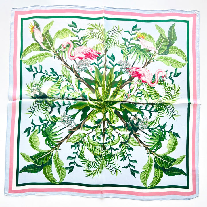Tropical Flamingo Print Silk Scarf - Natural Bunny Accessories