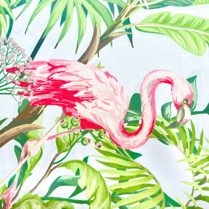 Tropical Flamingo Print Silk Scarf - Natural Bunny Accessories