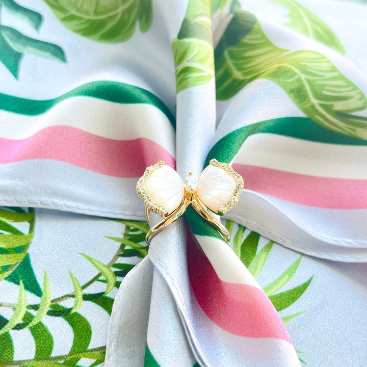 Tropical Flamingo Print Silk Scarf - Natural Bunny Accessories