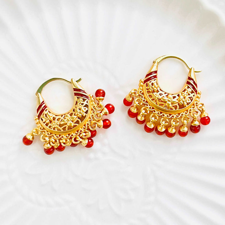 Stylish Red Agate Tassel Earrings